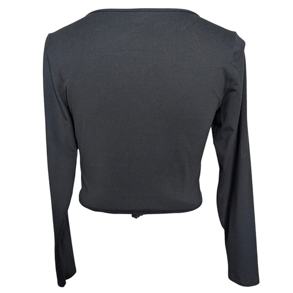 Hollister Cropped Square Neck Top Women XL Black Knit Stretch Minimalist Layer - Picture 2 of 6